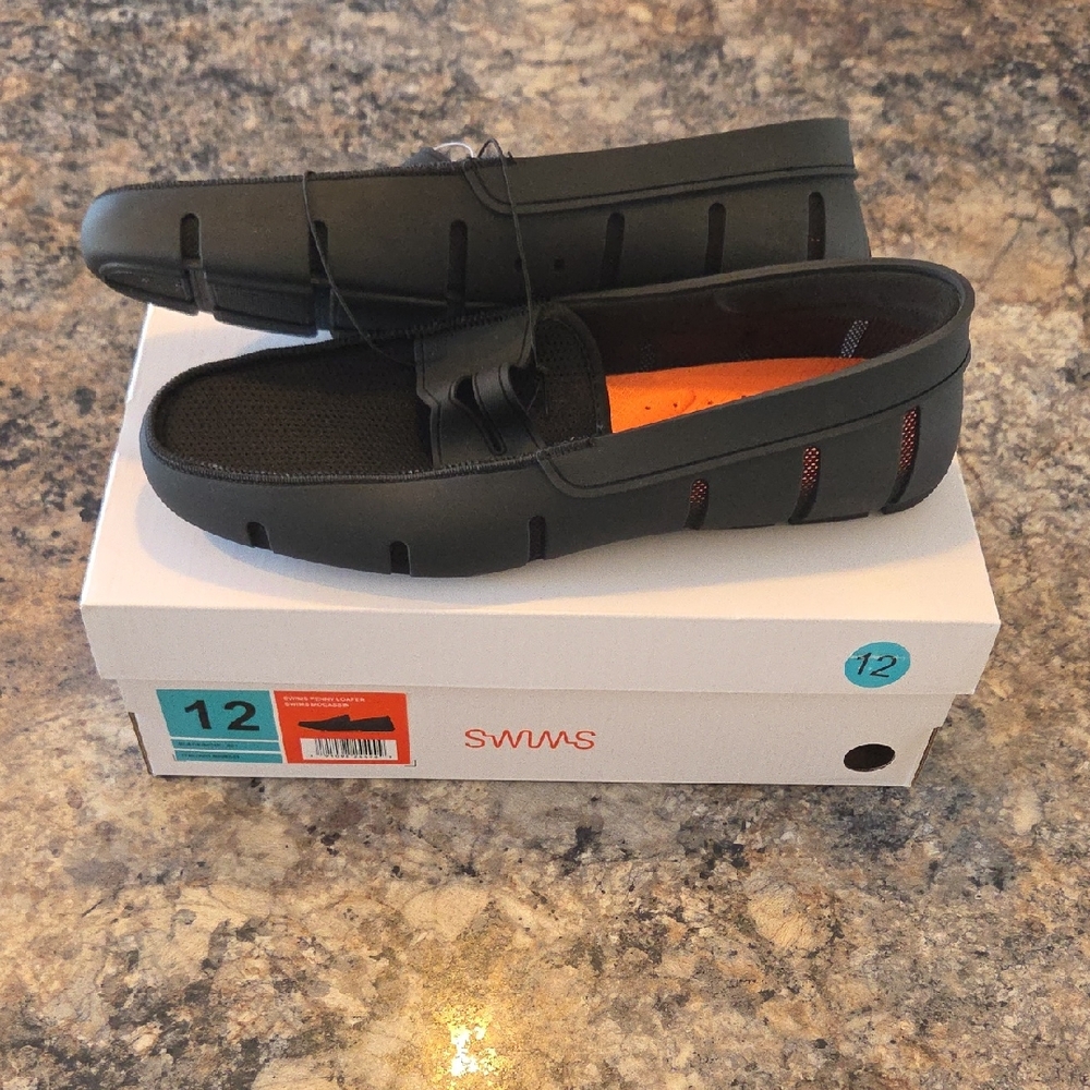 Swims Size 12 Men's NEW Black Penny Loafers Mocassins